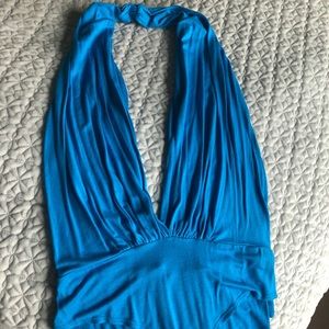 Blue Deep V Bodysuit